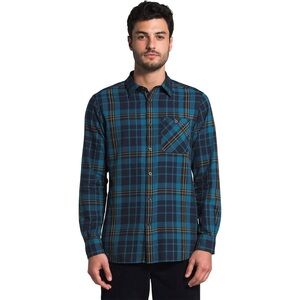 The North Face Blue and Brown Plaid Casual Button Down Shirt